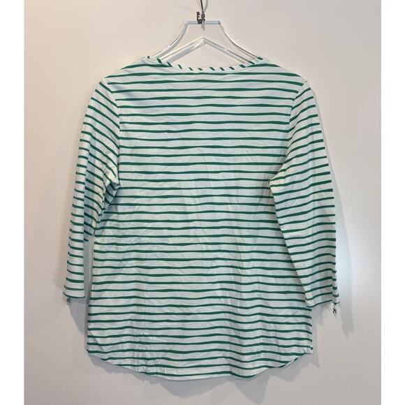 Chico’s Zenergy Sand Sun & Fun Green White‎ Stripe Shirt Top Womens Small (504) - Picture 5 of 7